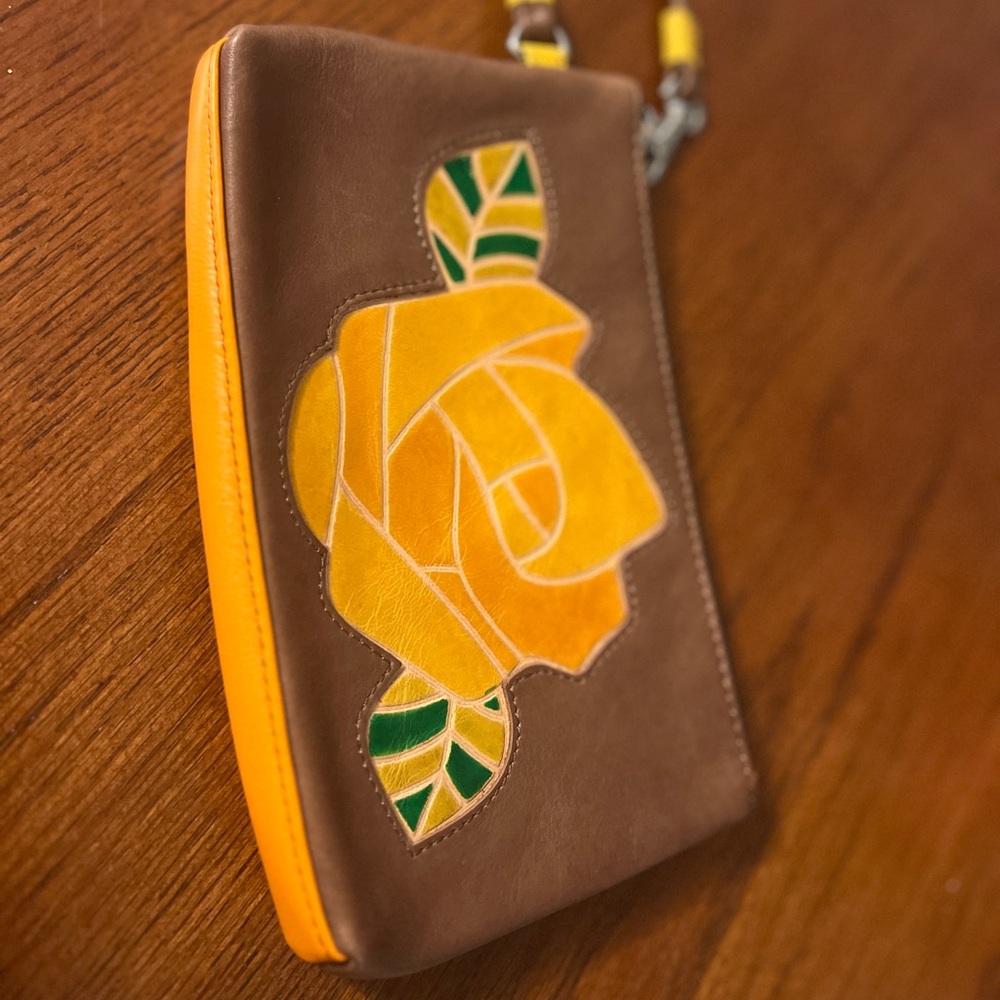 Ili Floral Leather Clutch Wristlet